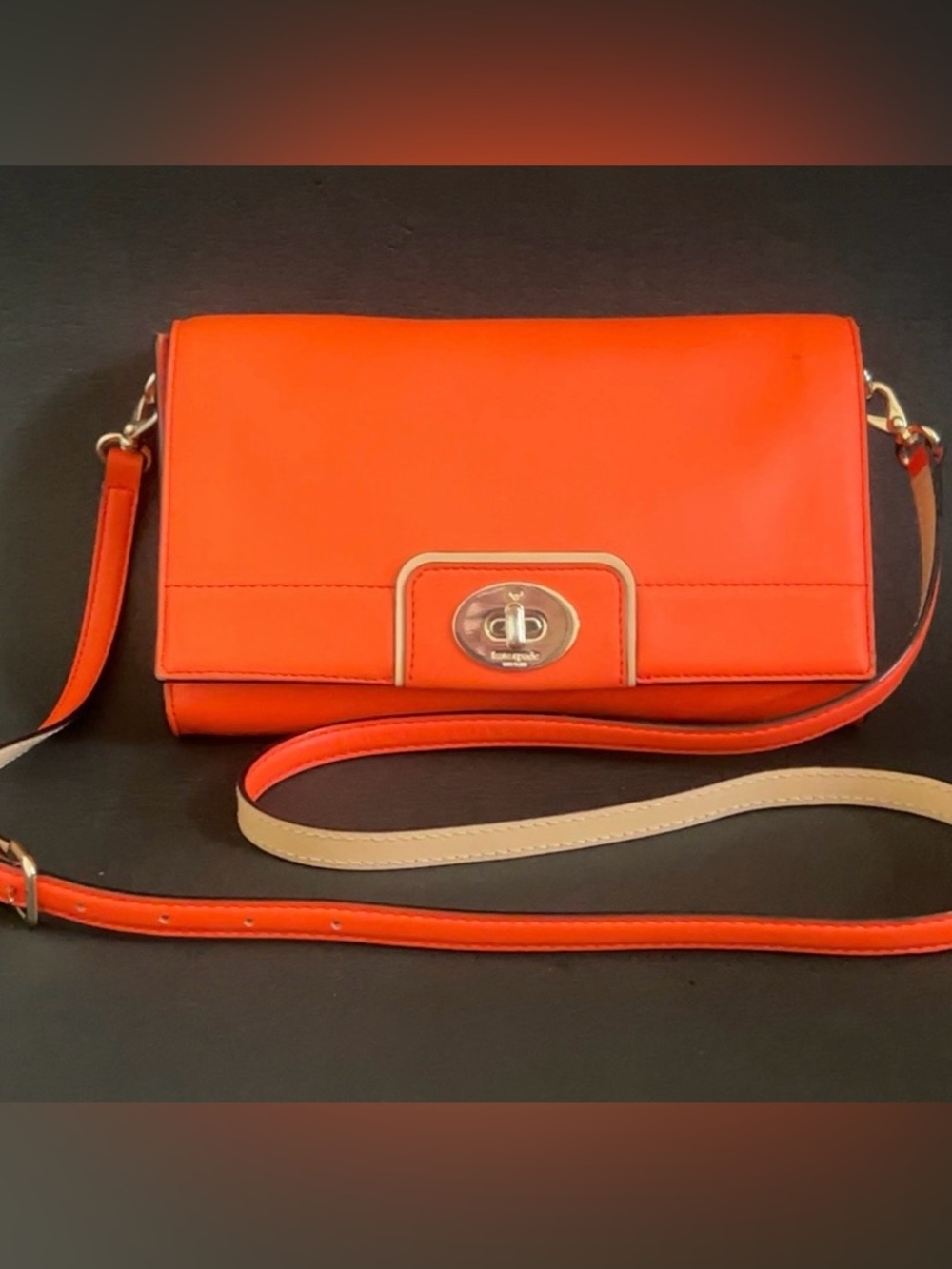 Kate Spade Hampton Road Juliana Orange Leather Crossbody Clutch
